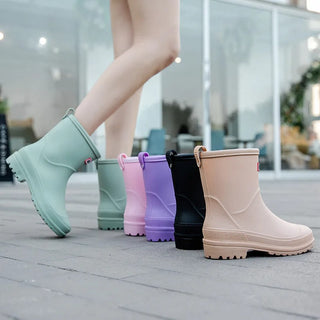 Regenstiefel für den Herbst - Wasserdichte Gummistiefel mit rutschfester Sohle für Damen