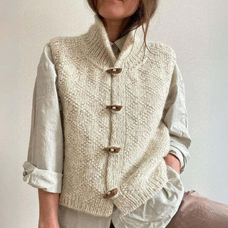 Strickweste für den Herbst - Elegante Weste mit Knöpfen und Stehkragen für Damen