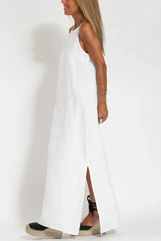 Sommerkleid für Damen - Luftige Maxikleid in Leinen-Look