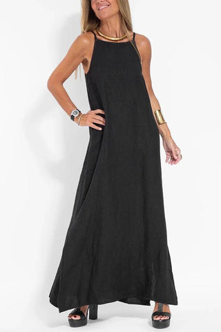 Sommerkleid für Damen - Luftige Maxikleid in Leinen-Look