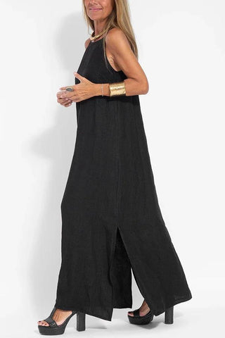 Sommerkleid für Damen - Luftige Maxikleid in Leinen-Look