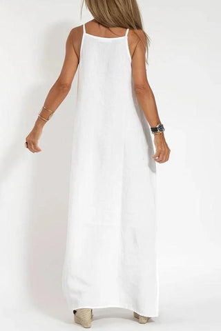 Sommerkleid für Damen - Luftige Maxikleid in Leinen-Look