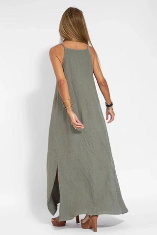 Sommerkleid für Damen - Luftige Maxikleid in Leinen-Look