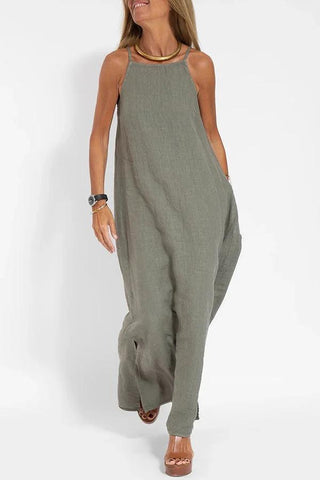 Sommerkleid für Damen - Luftige Maxikleid in Leinen-Look