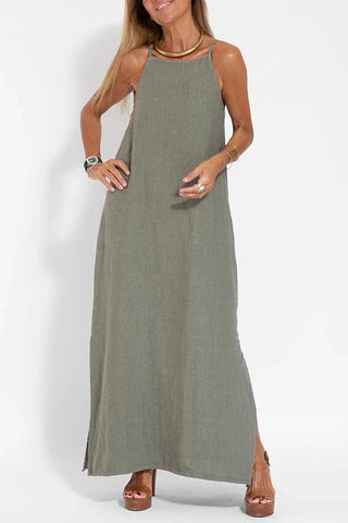 Sommerkleid für Damen - Luftige Maxikleid in Leinen-Look