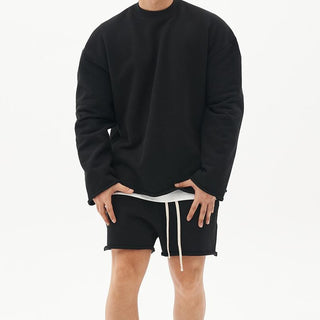 Ganti Loungewear | Plain Casual Zweiteiliges Set mit übergroßem Sweatshirt und Shorts für Männer