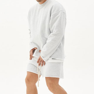 Ganti Loungewear | Plain Casual Zweiteiliges Set mit übergroßem Sweatshirt und Shorts für Männer