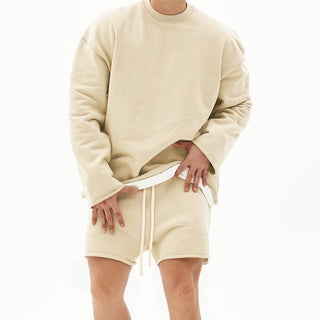 Ganti Loungewear | Plain Casual Zweiteiliges Set mit übergroßem Sweatshirt und Shorts für Männer