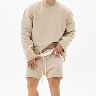 Ganti Loungewear | Plain Casual Zweiteiliges Set mit übergroßem Sweatshirt und Shorts für Männer