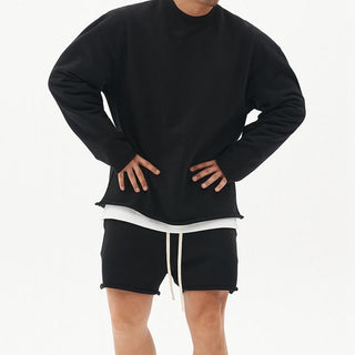 Ganti Loungewear | Plain Casual Zweiteiliges Set mit übergroßem Sweatshirt und Shorts für Männer