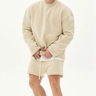 Ganti Loungewear | Plain Casual Zweiteiliges Set mit übergroßem Sweatshirt und Shorts für Männer