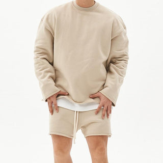 Ganti Loungewear | Plain Casual Zweiteiliges Set mit übergroßem Sweatshirt und Shorts für Männer