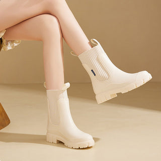 Regenstiefel für den Herbst - Robuste wasserdichte Stiefel mit dicker Sohle für Damen