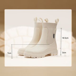Regenstiefel für den Herbst - Robuste wasserdichte Stiefel mit dicker Sohle für Damen