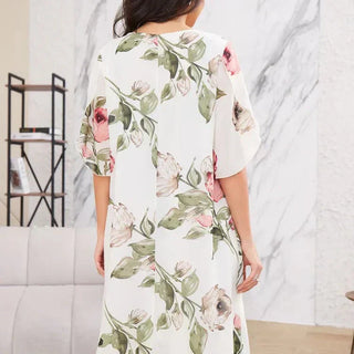 Sommerkleid für Damen - Elegantes Chiffon Midikleid mit Blumenmuster