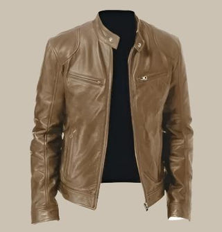 Zenith Lederjack | Italienische Biker-Jacke aus Kunstleder für Herren mit Reißverschlüssen