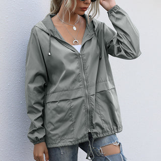 Regenjacke - Wasserdichte Windbreaker mit Kapuze für Damen