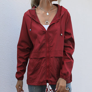 Regenjacke - Wasserdichte Windbreaker mit Kapuze für Damen