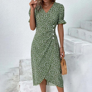 Sommerkleid für Damen - Elegantes Maxikleid mit Puffärmeln