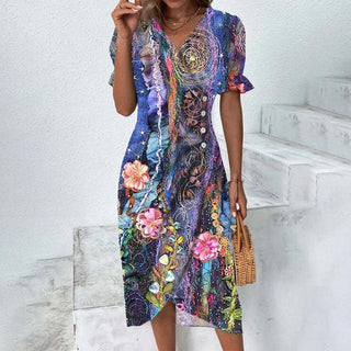 Sommerkleid für Damen - Elegantes Maxikleid mit Puffärmeln