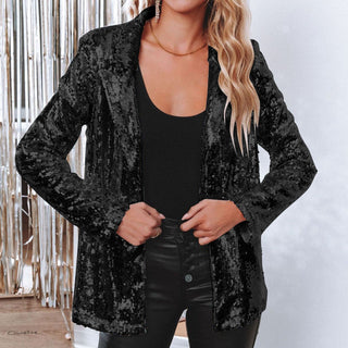 Glitzer Blazer  - Stilvolle Lange Jacke mit Glitzernde Pailletten für Damen