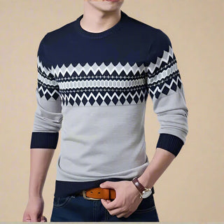 Ganti Sweater | Trendiger warmer gestrickter norwegischer Pullover mit Rundhalsausschnitt für Herren