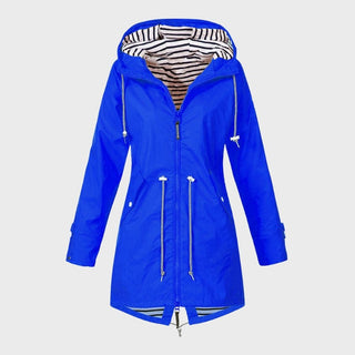 Regenjacke - Wasserdichte Lange Windbreaker mit Kapuze für Damen