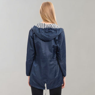 Regenjacke - Wasserdichte Lange Windbreaker mit Kapuze für Damen