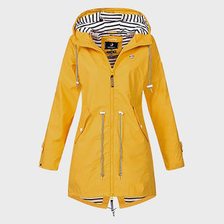 Regenjacke - Wasserdichte Lange Windbreaker mit Kapuze für Damen