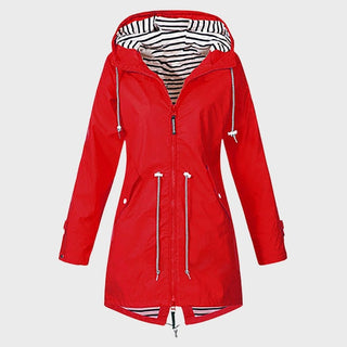 Regenjacke - Wasserdichte Lange Windbreaker mit Kapuze für Damen