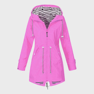 Regenjacke - Wasserdichte Lange Windbreaker mit Kapuze für Damen